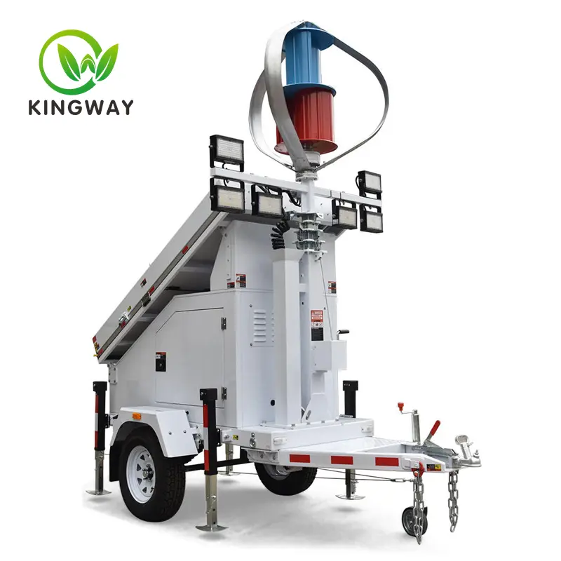 Hybrid Wind Powered solar light tower