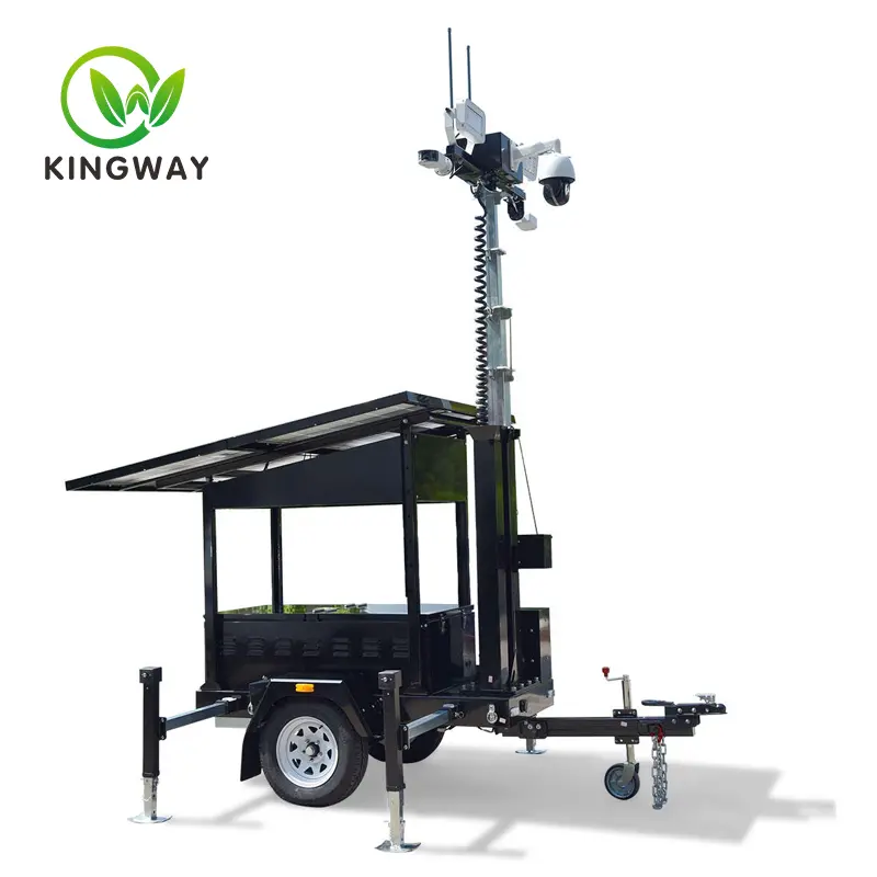 Mobile Surveillance Trailer Solar CCTV light tower KWST-600S
