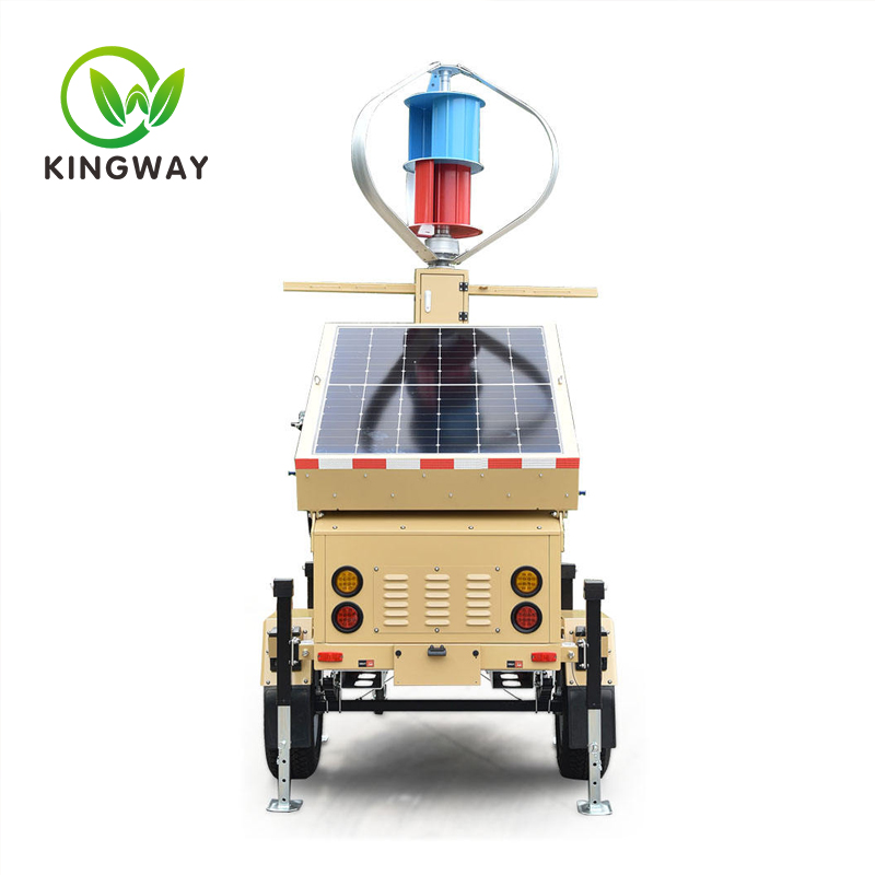 Mobile Wind Solar Complementary Powered Generator System Trailer with LED Flood Light Tower