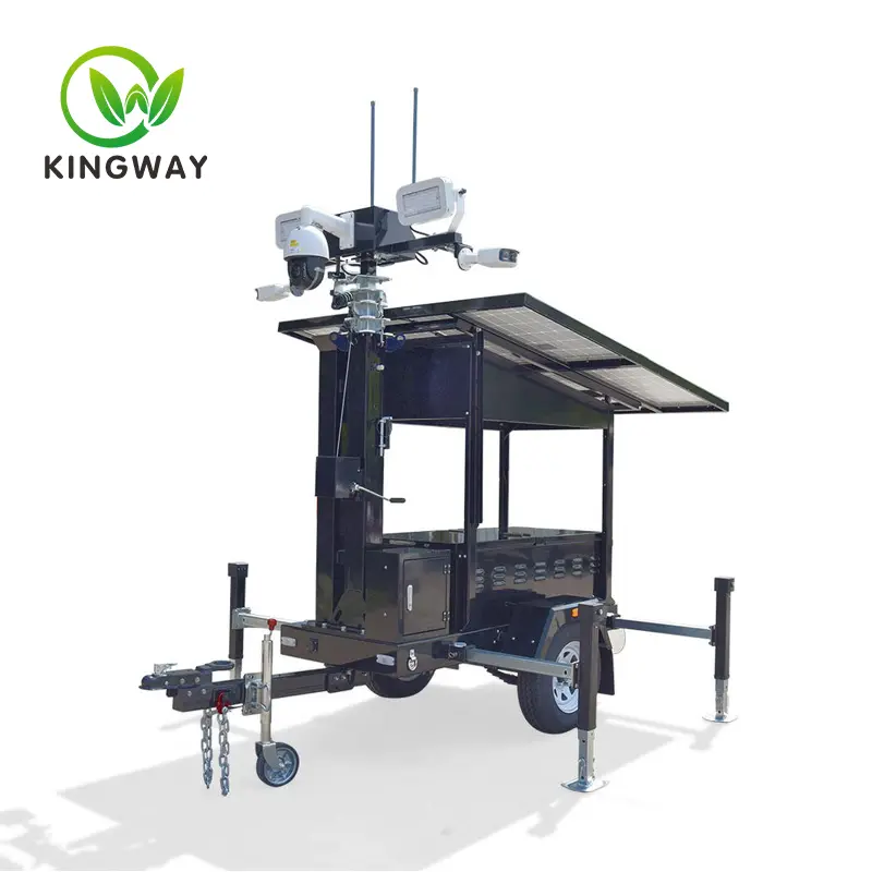 Mobile Surveillance Trailer Solar CCTV light tower KWST-600S