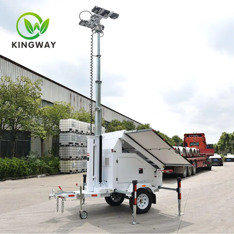 High-End Hydraulic Lifting System Solar Light Tower With 360 Degree Rotation