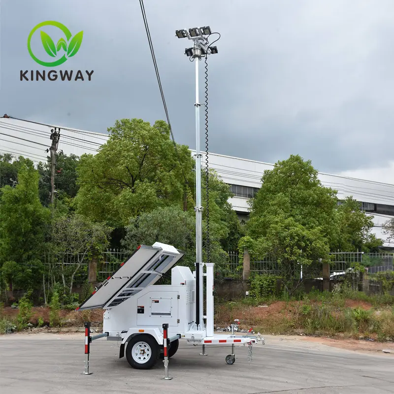 High-End Hydraulic Lifting System Solar Light Tower With 360 Degree Rotation
